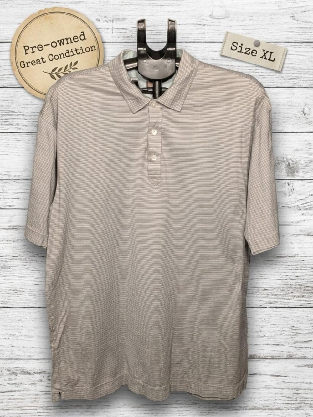 Tiger Woods Collection Striped Polo Shirt XL